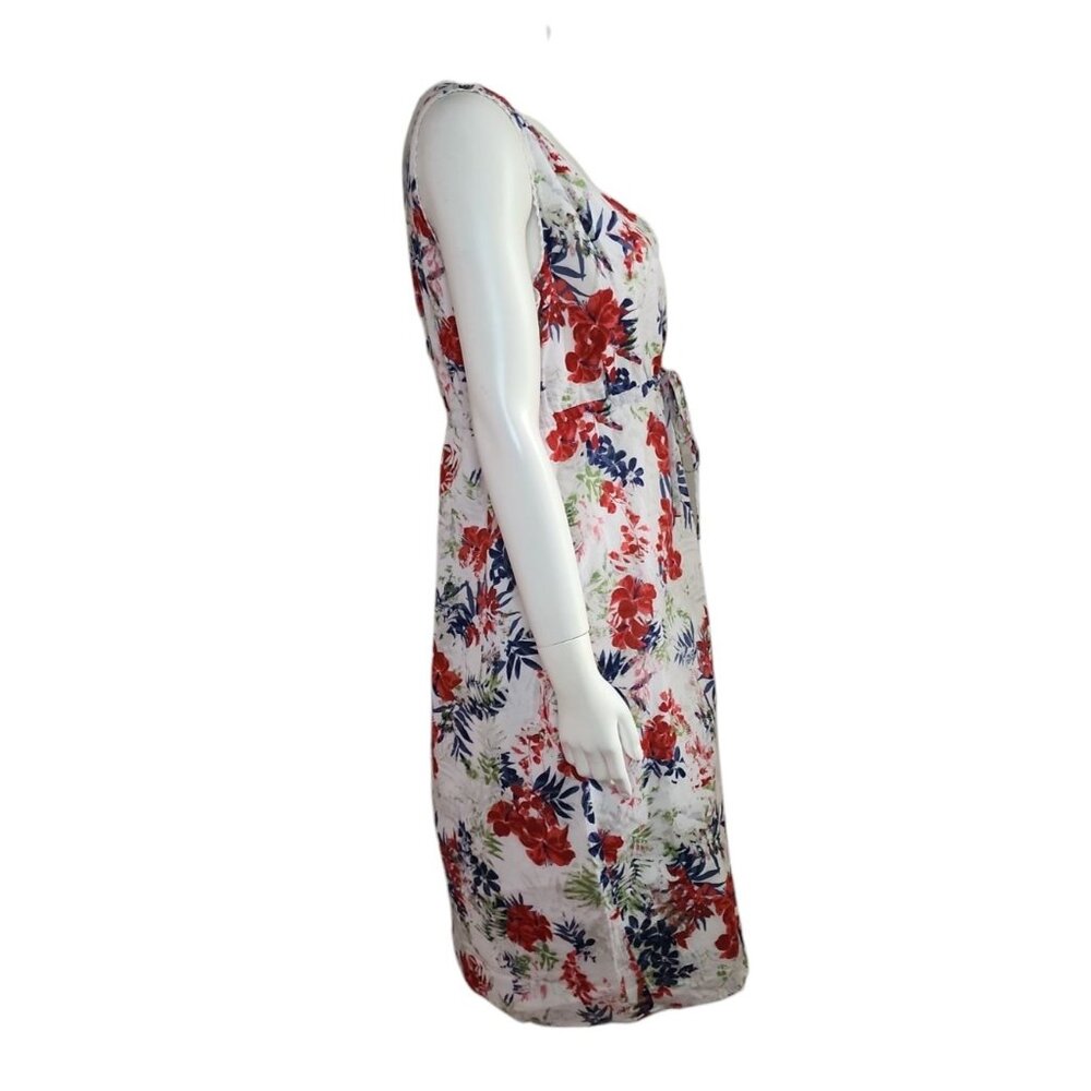 Eddie Bauer Dress Womens Size 8‎ Red White Blue Floral Lightweight 100% Cotton - Picture 4 of 7